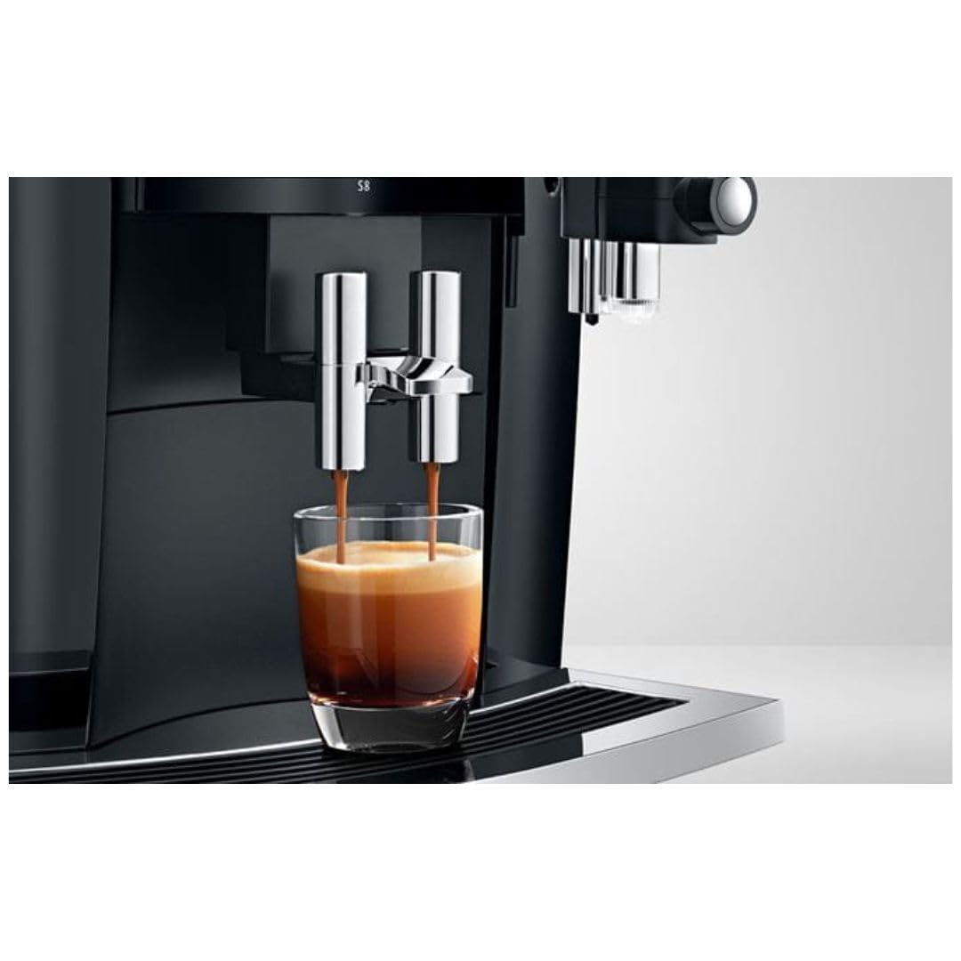 Jura S8 自動コーヒー&エスプレッソマシン、4.3 インチ タッチスクリーン カラー ディスプレイ、自動フィルター検出、プログラム可能なコーヒー濃度 (ピアノ ブラック、再生品)