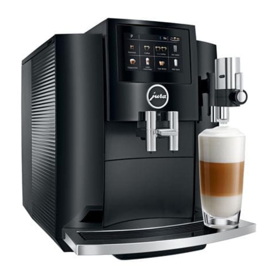 Jura S8 自動コーヒー&エスプレッソマシン、4.3 インチ タッチスクリーン カラー ディスプレイ、自動フィルター検出、プログラム可能なコーヒー濃度 (ピアノ ブラック、再生品)