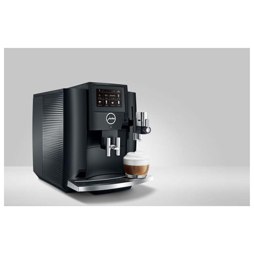 Jura S8 自動コーヒー&エスプレッソマシン、4.3 インチ タッチスクリーン カラー ディスプレイ、自動フィルター検出、プログラム可能なコーヒー濃度 (ピアノ ブラック、再生品)