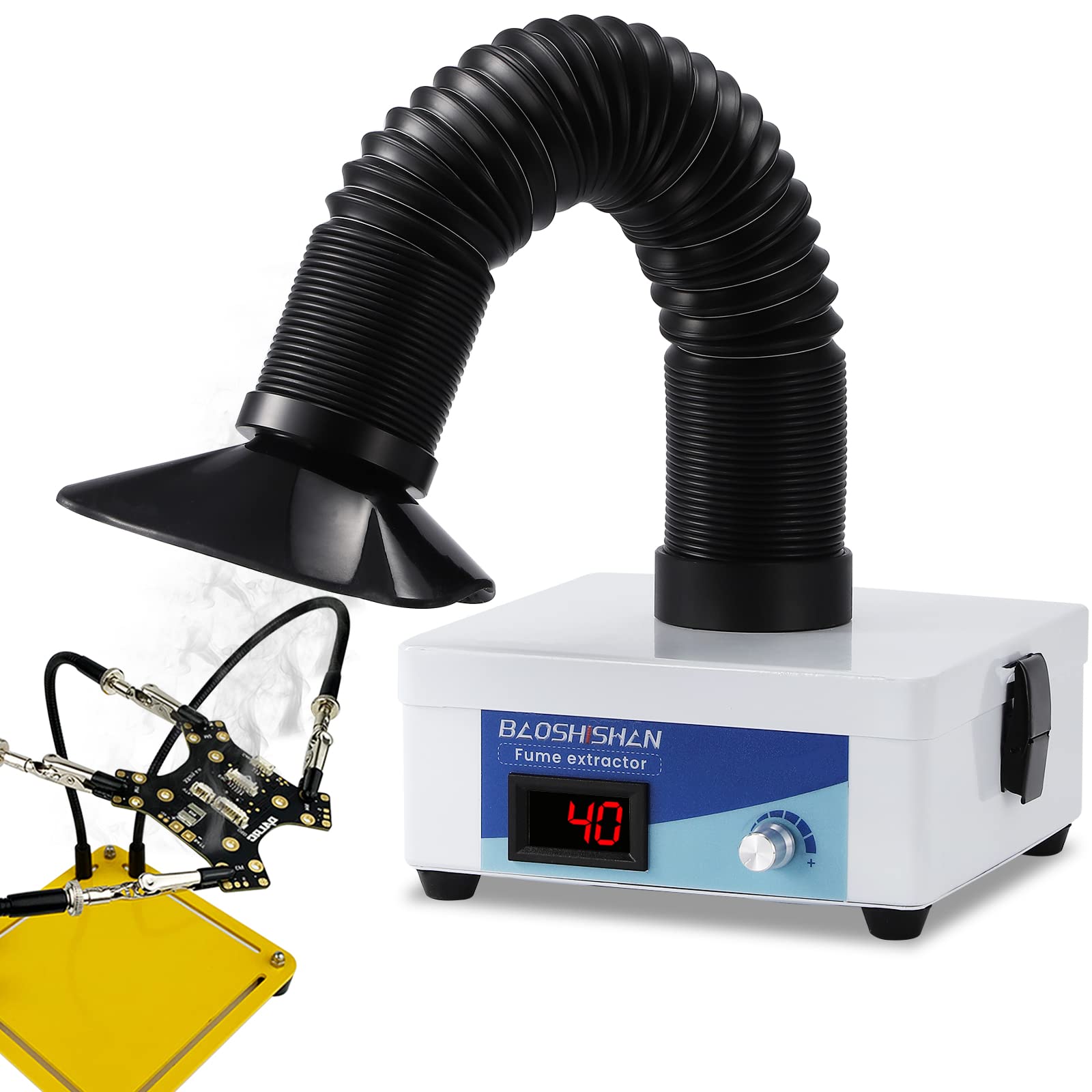 BAOSHISHAN 煙抽出器 煙吸収ファン DIY はんだ付け作業、電話修理、電気アイロン溶接、コットン、HEPA & カーボン 3 段階フィルター デスクトップ ポータブル