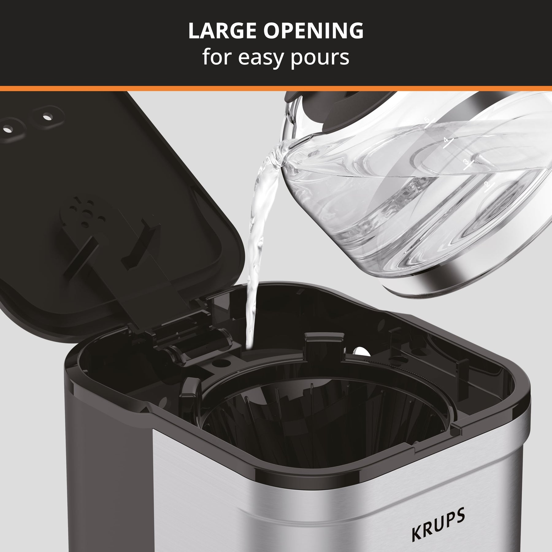 KRUPS シンプルブリュー コンパクト 5カップ コーヒーメーカー: ステンレススチールデザイン、一時停止&抽出機能、保温機能、再利用可能なフィルター、滴り落ちないカラフェで朝の淹れものが簡単にでき、お手入れも簡単