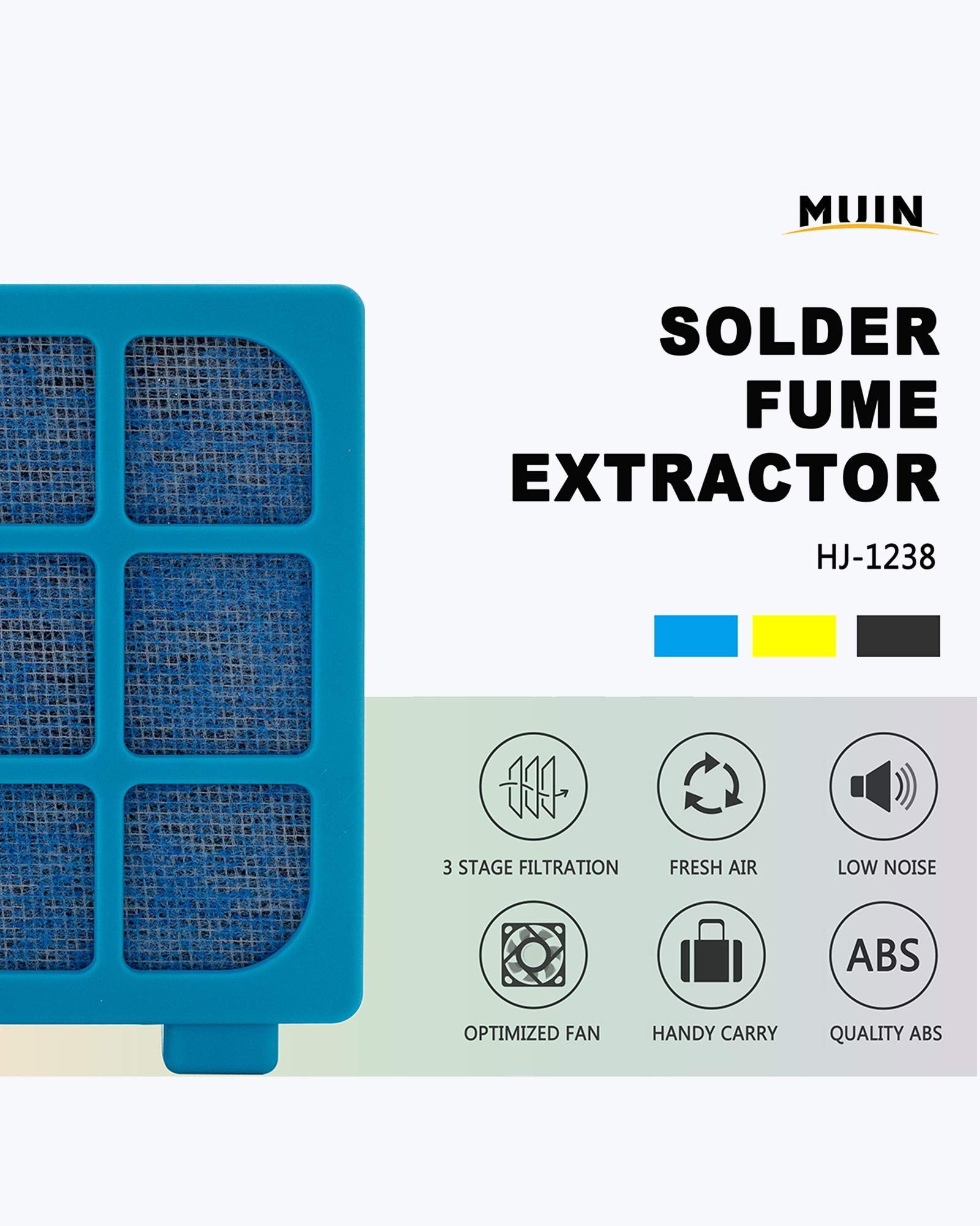MUIN Lötrauchabsauger – Lötrauchabsorber mit 3-stufiger Filterung zum Löten und Holzbrennen, tragbarer Lötrauchabsauger für Lötstationen (schwarz)