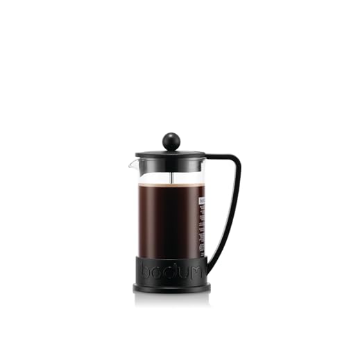 Bodum Brazil French Press Kaffeemaschine, 12 oz, hitzebeständiges Borosilikatglas, schwarz – Hergestellt in Portugal