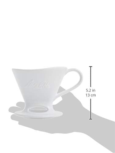 Melitta 1-Tassen-Kaffeemaschine aus Porzellan mit Übergießkegel, glänzendes Weiß