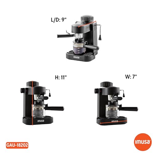 IMUSA USA GAU-18202 Espresso-/Cappuccinomaschine für 4 Tassen, 120 Volt, schwarz