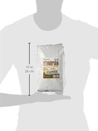 Frisch gerösteter Kaffee, Fair Trade Bio-äthiopischer Sidamo Water Decaf, 2 lb (32 oz), koscher, mittlere Röstung, ganze Bohne