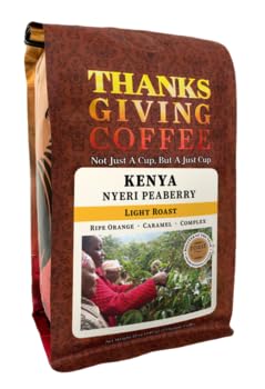 Thanksgiving Coffee "Kenya Nyeri Peaberry" Light Roasted Whole Bean Coffee - 12 Ounce Bag