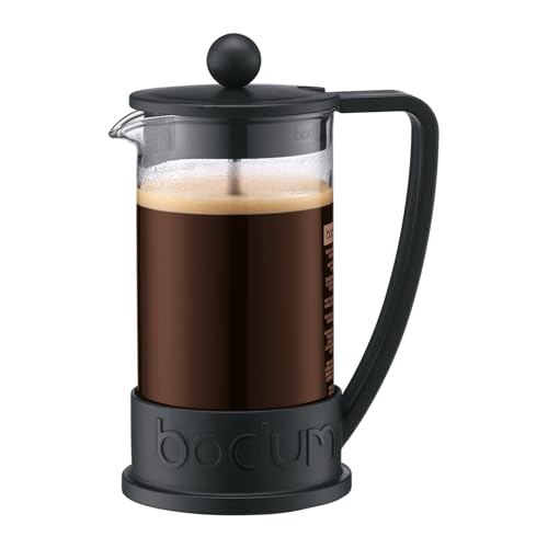 Bodum 12oz Brazil French Press Coffee Maker, High-Heat Borosilicate Glass, Black - Made in Portugal