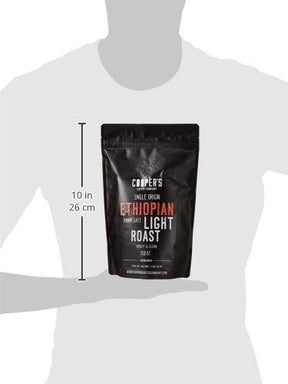 Ethiopian Bold Light Roast Coffee, Gourmet Single-Origin Coffee Beans from Ethiopia, Whole Bean, 12oz Bag