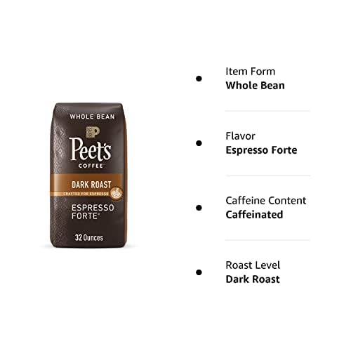 Peet's Coffee, Dark Roast Whole Bean Coffee - Espresso Forte 32 Ounce Bag