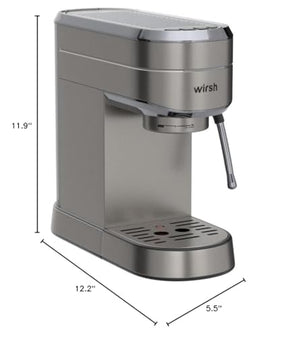 wirsh Espresso Machine,20 Bar Espresso Maker with Commercial Steamer for Latte and Cappuccino, Expresso Coffee Machine with 42 oz Removable Water Tank,Stainless Steel (Home Barista)