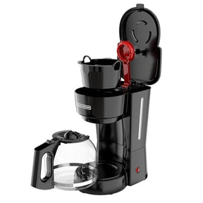 BLACK+DECKER Kaffeemaschine für 12 Tassen, mit einfachem An-/Ausschalter, einfaches Ausgießen, tropffreie Karaffe mit herausnehmbarem Filterkorb, Vortex-Technologie, schwarz