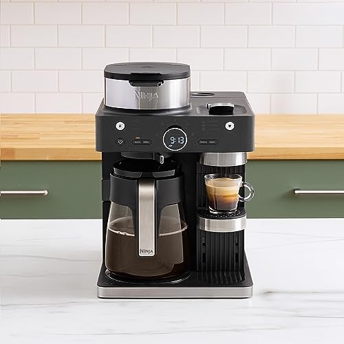 Ninja Espresso- und Kaffeemaschine und Barista-System, 3 Espresso-Brühstile, Einzelportionskaffee und kompatibel mit Nespresso-Kapseln, integrierter Milchaufschäumer, Espresso-, Cappuccino- und Latte-Maschine, Schwarz, CFN601