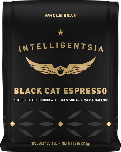 Intelligentsia-Kaffee, mittelstark gerösteter Kaffee aus ganzen Bohnen – Black Cat Espresso, 12-Unzen-Beutel mit Geschmacksnoten von Steinobst, dunklem Zucker und dunkler Schokolade