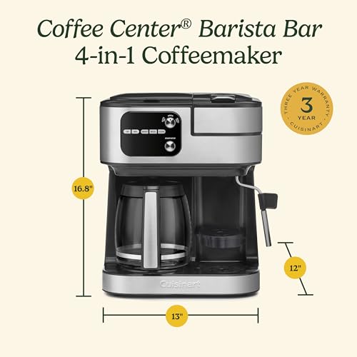 Cuisinart コーヒーメーカー、コーヒーセンター バリスタ バー 4-in-1 コーヒーマシン、シングルサーブコーヒー、エスプレッソ &amp; ネスプレッソカプセル対応、12カップカラフェ、ブラック、SS-4N1