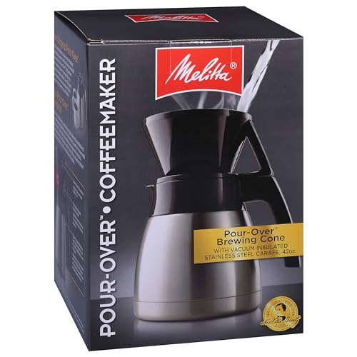 Melitta Pour-Over Coffee Brewer & Stainless Steel Carafe Set with Coffee Filters, 42 Ounce Set