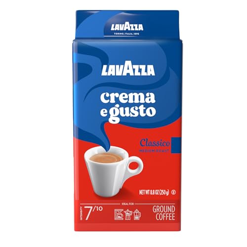 Lavazza Espresso Dark Roast Ground Coffee, 8.8oz Bricks (4 Pack), Authentic Italian Blend Roasted in Italy, Non GMO