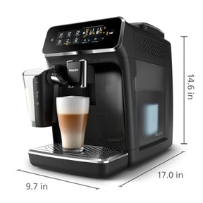 PHILIPS 3200 Series Fully Automatic Coffee Machine - 5 Delicious Coffees, LatteGo Milk System, Durable Ceramic Grinders, Intuitive Touch Display, Glossy Black (EP3241/54)