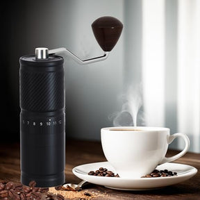 DACLL Manual Coffee Grinder with Numerical External Adjustable Setting, Capacity 30g with CNC Stainless Steel Conical Burr (black)