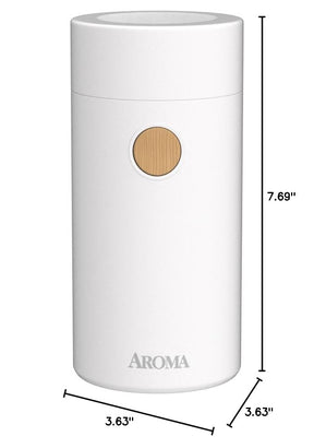 Aroma Housewares Mini Coffee Grinder and Electric Herb Grinder with 304 Stainless Steel Grinding Blades and a See-through Lid (40 g.), White, 40g