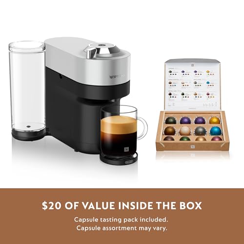 Nespresso Vertuo Pop+ デラックス コーヒー＆エスプレッソ マシン (De'Longhi 製)、120 ボルト、シルバー