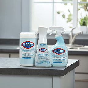 Clorox Free & Clear Disinfecting Mist, Household Essentials, 1 Spray Bottle and 1 Refill, 14 Fl Oz Each