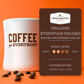 Fresh Roasted Coffee, Fair Trade Organic Ethiopian Sidamo Water Decaf, 2 lb (32 oz), Kosher, Medium Roast Whole Bean