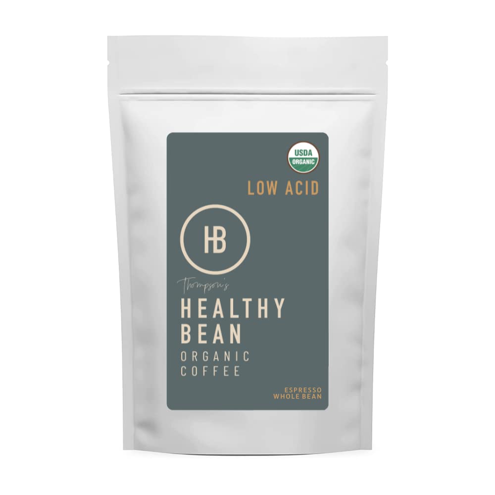 Healthy Bean Organic Espresso Coffee Beans Whole - Low Acid for Sensitive Stomachs, Strong, Rich Flavor, Clean and Healthy - USDA Organic, Espresso Coffee Beans, 11oz