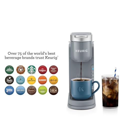 Keurig K-Iced Kaffeemaschine, Einzelportions-K-Cup-Pad-Eiskaffeemaschine, mit Heiß- und Kaltkaffeefunktion, brüht jede K-Cup-Pad, grau