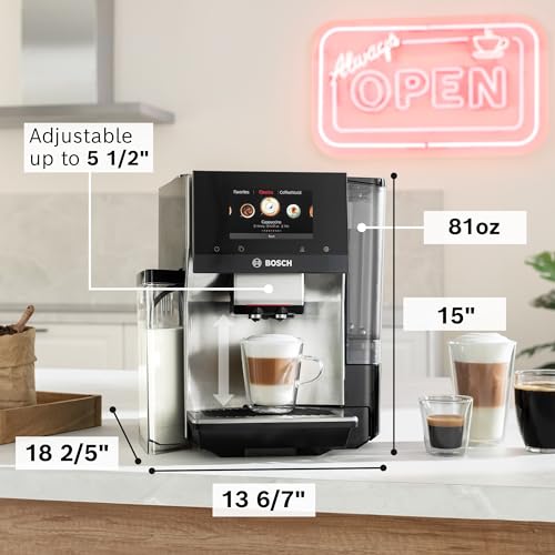 Bosch TQU60307 800 Series VeroCafe Fully Automatic Espresso Machine with Home Connect, 36 Beverage Varieties with Coffee World, Double Cup, Integrated Milk