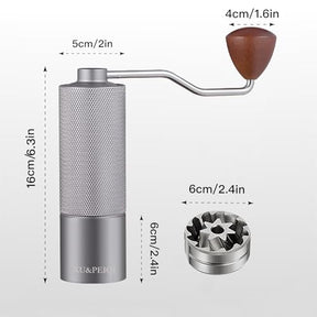 Manual Coffee Grinder Capacity，with CNC Stainless Steel Conical Burr，The Grinding Thickness Can Be Adjusted Internally，Manual Coffee Grinder for Office, Home (X5-1 Gray)