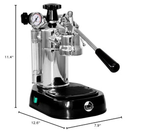 La Pavoni PBB-16 プロフェッショナル 16 カップ エスプレッソ レバー マシン、38 オンス ボイラー容量、クローム ブラック ベース