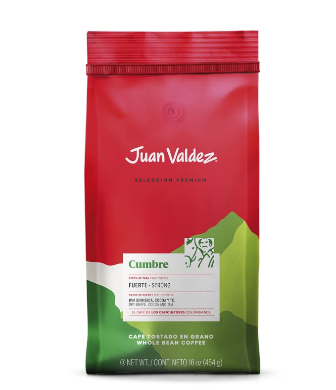 Juan Valdez Cumbre Whole Bean Coffee, Dark Roast 16 oz - Premium Colombian Coffee