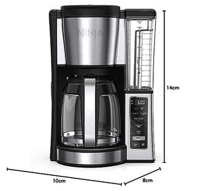 Ninja programmierbare Kaffeemaschine für 12 Tassen, 2 Brüharten, einstellbare Warmhalteplatte, 1,8 l Wasserbehälter, verzögerte Brühzeit – Schwarz/Edelstahl