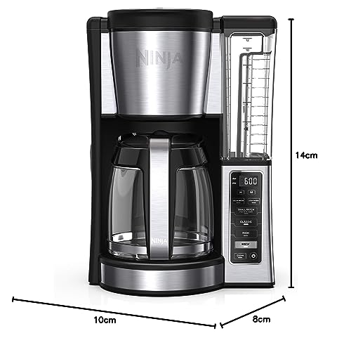 Ninja programmierbare Kaffeemaschine für 12 Tassen, 2 Brüharten, einstellbare Warmhalteplatte, 1,8 l Wasserbehälter, verzögerte Brühzeit – Schwarz/Edelstahl