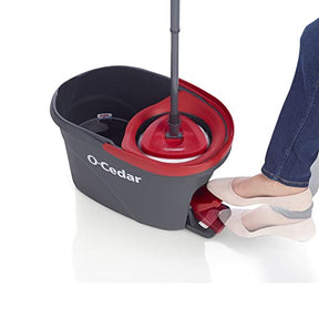 O-Cedar EasyWring Microfiber Spin Mop, Bucket Floor Cleaning System, Red, Gray, Standard