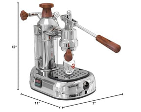 La Pavoni Europiccola Manual 8-Cup Espresso Machine, Chrome and Wood