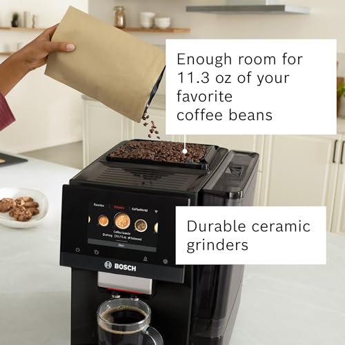 Bosch TPU60309 800er Serie VeroCafe Espressovollautomat mit Home Connect, 35 Getränkesorten mit Kaffeewelt, Doppeltasse, in Schwarz