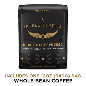 Intelligentsia-Kaffee, mittelstark gerösteter Kaffee aus ganzen Bohnen – Black Cat Espresso, 12-Unzen-Beutel mit Geschmacksnoten von Steinobst, dunklem Zucker und dunkler Schokolade