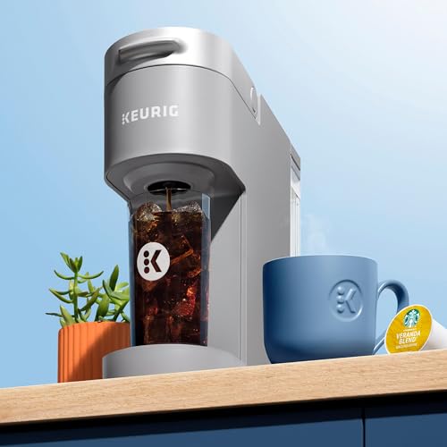 Keurig K-Iced Kaffeemaschine, Einzelportions-K-Cup-Pad-Eiskaffeemaschine, mit Heiß- und Kaltkaffeefunktion, brüht jede K-Cup-Pad, grau