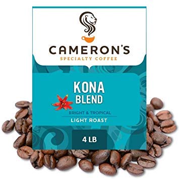 Cameron's Coffee Roasted Whole Bean Coffee, 10% Hawaiian Coffee Blend, 4 Pound