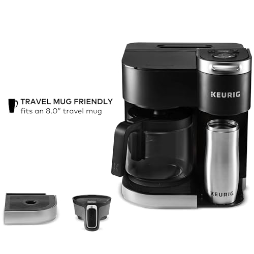 Keurig K-Duo Single Serve K-Cup Pod & Carafe Coffee Maker, with Multiple Brew Sizes, 60oz Removable Reservoir, Programmable Auto Brew Carafe, (Gen 1), Black