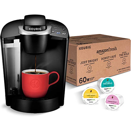 Keurig K-Classic コーヒーメーカー、AmazonFresh 60 個入りコーヒーバラエティパック、3 種類のフレーバー付き