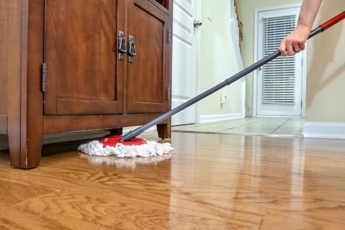 O-Cedar EasyWring Microfiber Spin Mop, Bucket Floor Cleaning System, Red, Gray, Standard