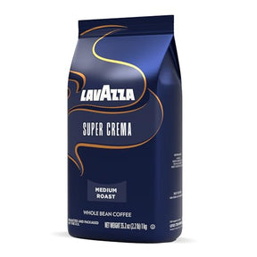 Lavazza Super Crema Kaffeebohnen, mittlere Espressoröstung, Mischung aus Arabica und Robusta, 1 kg Beutel, Verpackung kann variieren (1 Stück)