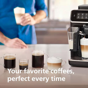 PHILIPS 3200 Series Kaffeevollautomat – 5 leckere Kaffeesorten, LatteGo Milchsystem, langlebiges Keramikmahlwerk, intuitives Touch-Display, glänzendes Schwarz (EP3241/54)