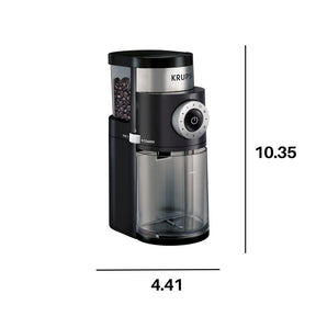 KRUPS Precision Flat Coffee Burr Grinder, 2-12 Cups, Black