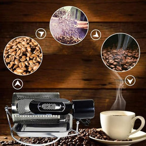 Coffee Bean Roaster, Stainless Steel Drum Coffee Roaster with Visible Window and Stainless Steel Tray, Electric Baking Machine, 250g Dried Fruit Fried Bean Machine, for Grains Beans Peanuts Nuts