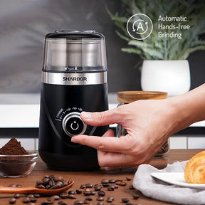 SHARDOR Einstellbare elektrische Kaffeemühle, Kräutermühle, Gewürzmühle, Kaffeebohnenmühle, Espressomühle mit 2 abnehmbaren Nass- und Trockenbehältern aus Edelstahl, Schwarz, Aktualisiert 2.0