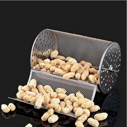 EatingBiting Beans Peanut Coffee Roaster Drum For BBQ Rotisserie Ovenware Capacity18X12cm Baking Nuts Coffee Beans Peanut Outdoor Grill BBQ